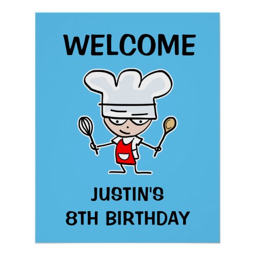 Custom kids baking Birthday party welcome poster