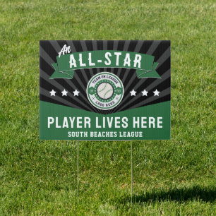 Custom Kids Baseball League or Team All Star Sign