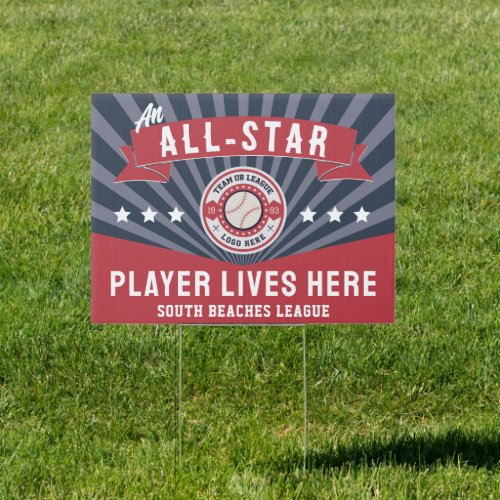 Custom Kids Baseball League or Team All Star Sign