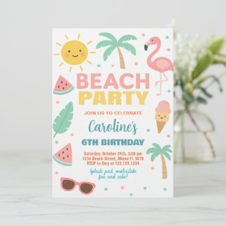 Custom Kids Beach Birthday Invitation & Party