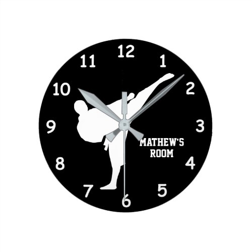 Custom kid's bedroom karate martial arts wall round clock