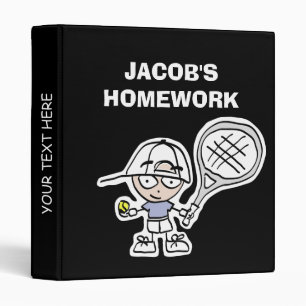 Custom kid's binder with cute tennis cartoon