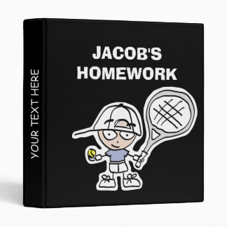 Custom kid's binder with cute tennis cartoon