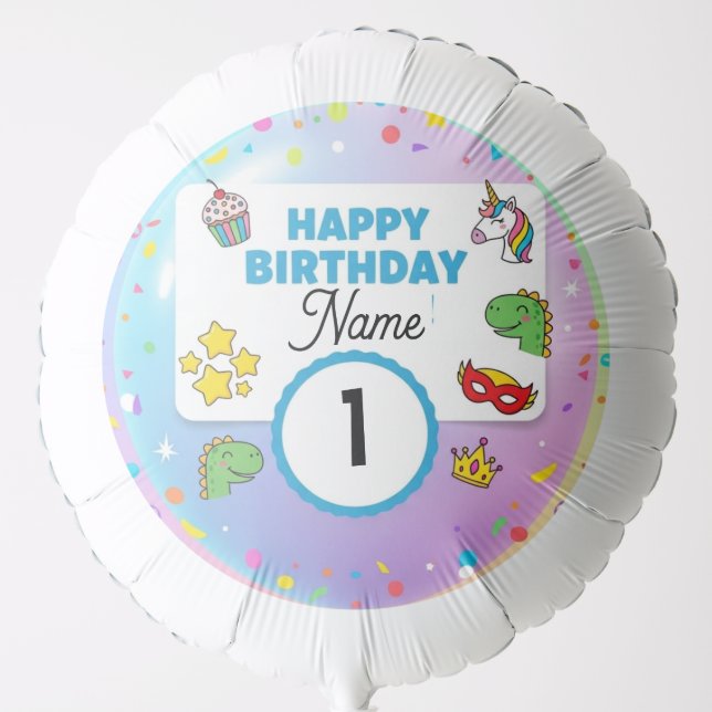 Custom Kids Birthday Balloon 🎈 Personalized Round (Front)