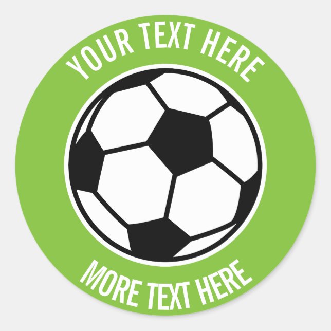 Custom kids Birthday party favor soccer ball sport Classic Round Sticker (Front)