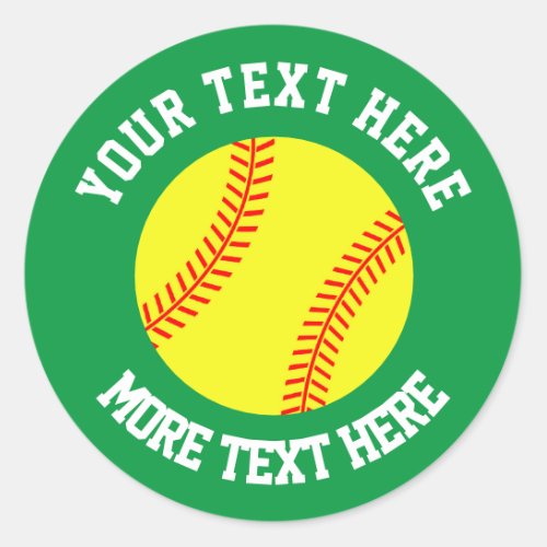 Custom kids Birthday party favor softball sport Classic Round Sticker