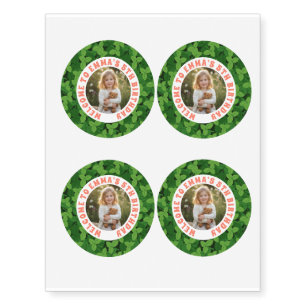 Custom Kids Birthday Photo and Leaves Temporary Tattoos