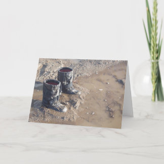 Custom Kids Boots Mud Puddle Photo Card