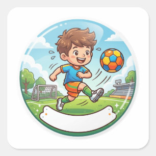 Custom Kids Boy Soccer Football Player Name Sticke Square Sticker