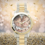 Custom kids children photo names year mom watch<br><div class="desc">Add Your own favorite photo of your family,  kids,  husband,  children,  friends or pet.  Black numbers with minutes.  Personalize and add their names and year,  black letters.
Perfect for your mother,  grandmother on mother's day,  or as a birthday or Christmas gift.</div>