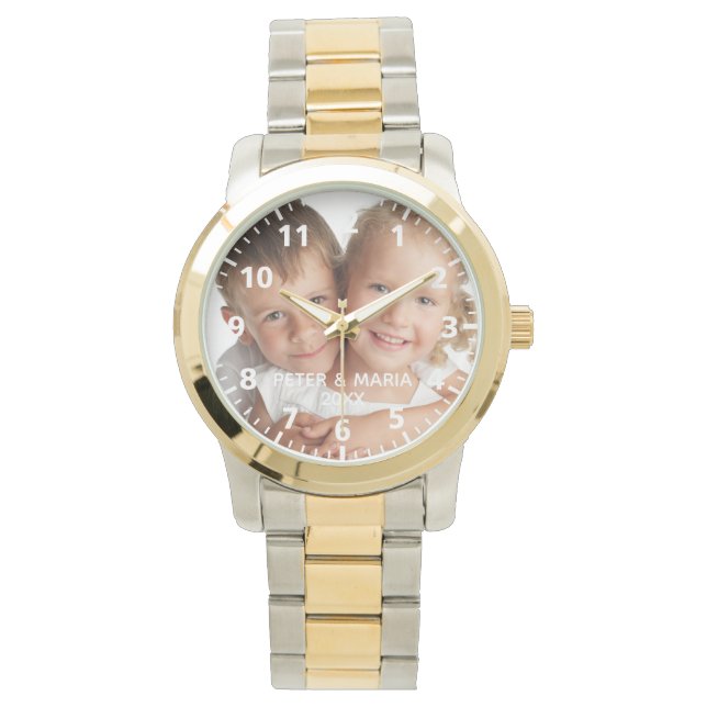 Custom kids children photo names year mom watch (Front)