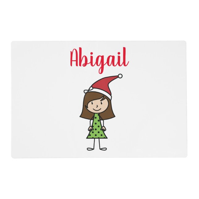 Custom Kids Christmas Girl Placemat (Front)
