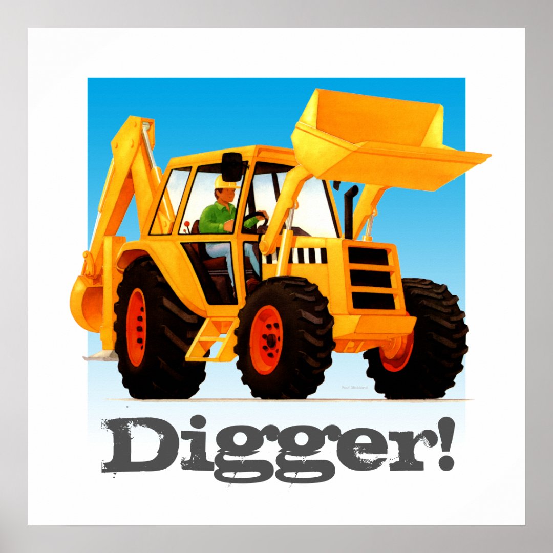 Custom Kids Construction Truck Yellow Digger Poster Zazzle