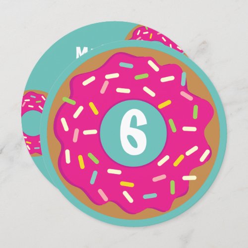 Custom kids cute round pink donut Birthday party Invitation