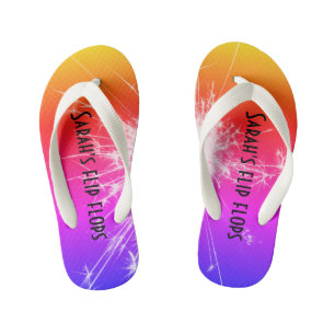 Custom Kids Flip Flops – Sunset & Palm Tree Design