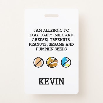 Custom Kids Food Allergy Alert Top Allergy Symbols Badge by LilAllergyAdvocates at Zazzle