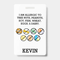 Custom Kids Food Allergy Alert Top Allergy Symbols Badge