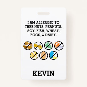 Custom Kids Food Allergy Alert Top Allergy Symbols Badge