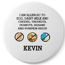 Custom Kids Food Allergy Alert Top Allergy Symbols Button
