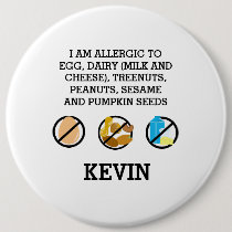 Custom Kids Food Allergy Alert Top Allergy Symbols Button