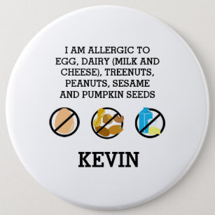 Custom Kids Food Allergy Alert Top Allergy Symbols Button