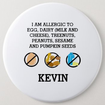 Custom Kids Food Allergy Alert Top Allergy Symbols Button by LilAllergyAdvocates at Zazzle