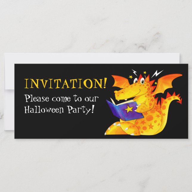 Custom Kids Funny Baby Dragon Halloween Invitation (Front)
