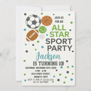 Custom Kids Game Day Party Card
