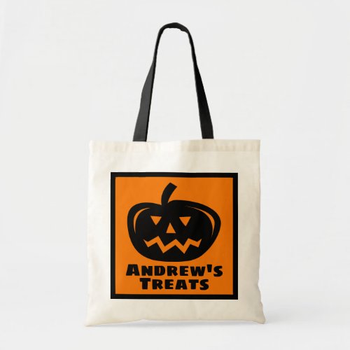 Custom kids Halloween trick or treat tote bags