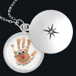 Custom Kids' Handprint Art Keepsake Locket Necklace<br><div class="desc">Create your own custom designed jewelry with your child's unique artwork. Upload a photo or scan of your kids' art into the template. Use the design tools to add text or personalize the design. Make a priceless gift for the holidays for mom, grandma, family and friends. A perfect special childhood...</div>