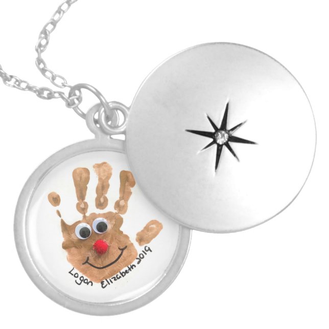 Custom Kids' Handprint Art Keepsake Locket Necklace (Front)