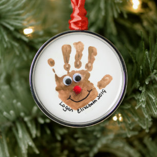 Custom Kids' Handprint Art Keepsake Metal Ornament