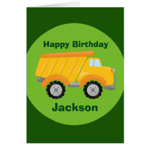 Custom Kids Happy Birthday Construction Truck Cards