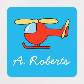 Custom Kid's Helicopter Waterproof Clothing Labels by logotees at Zazzle