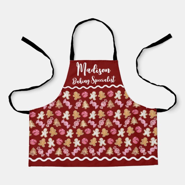 Custom Kids Holiday Baking Christmas  Apron (Front)