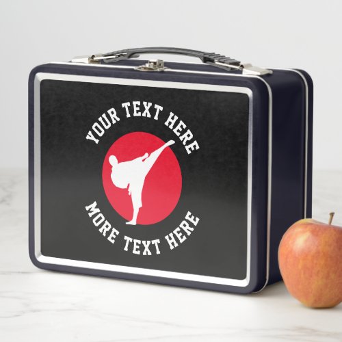 Custom kids karate kick martial arts design metal lunch box