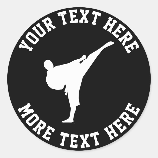 Custom kids karate martial arts Birthday party Classic Round Sticker (Front)