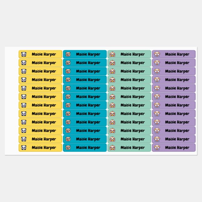 Custom Kid's Labels - Cute Animals with Food (Sheet)