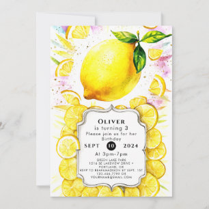 Custom Kids Lemon Birthday Invitation