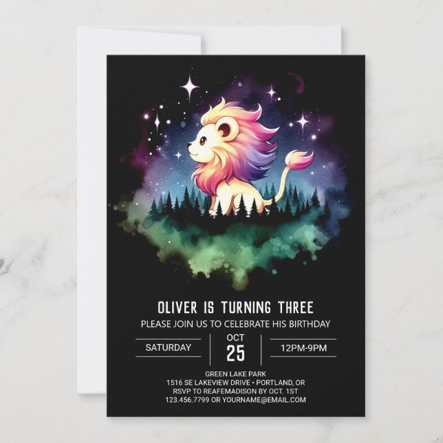 Custom Kids Lion Birthday  Invitation (Front)