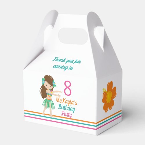 Custom Kids Luau Cute Hula Girl Birthday Party Favor Boxes