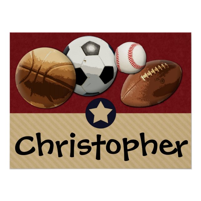 Custom Kids Name All-star Sports Wall Art (Front)