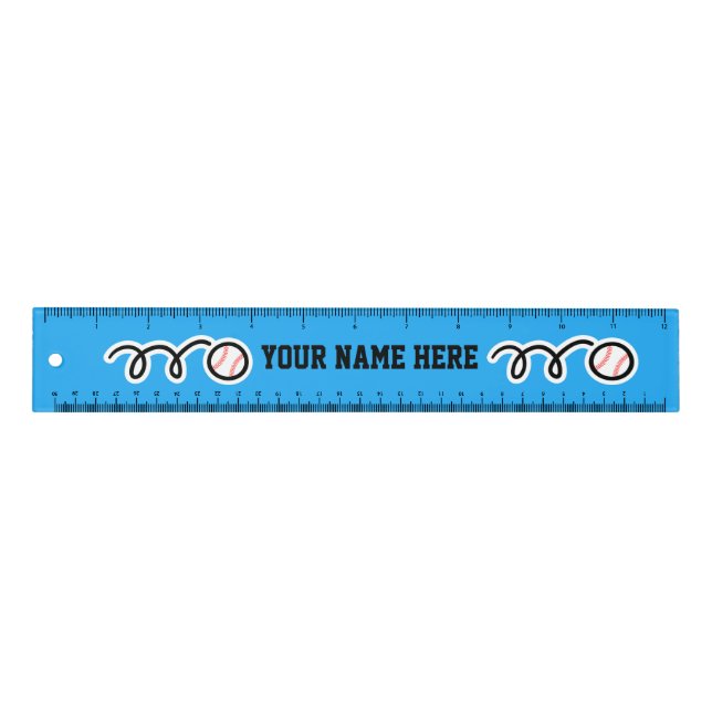 Custom kid's name baseball school ruler (Front)