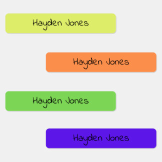 Custom kids name labels - solid colors