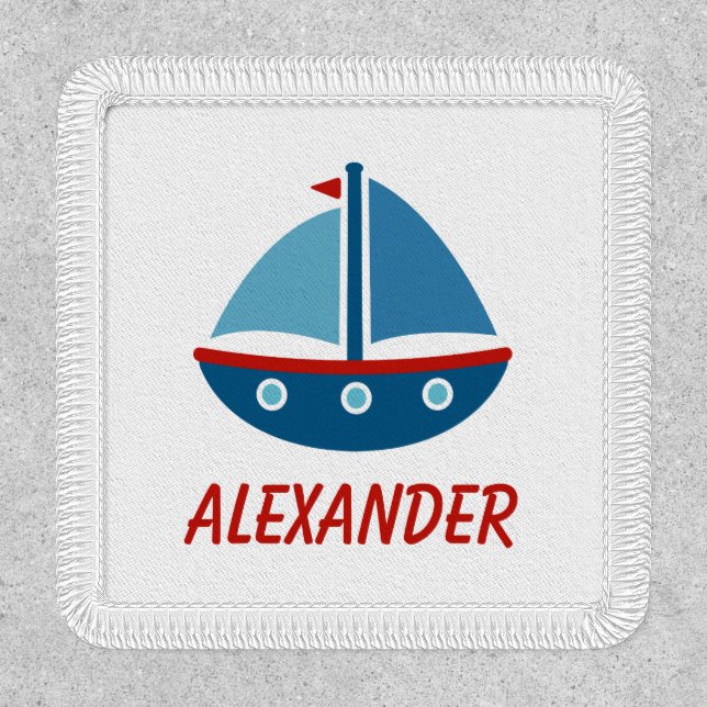 Custom kid's name patch with nautical sailboat (Front)