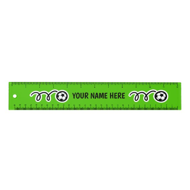 Custom kid's name soccer ball school ruler (Front)
