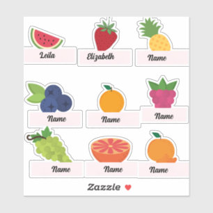 Custom kid's name stickers, custom fruit stickers