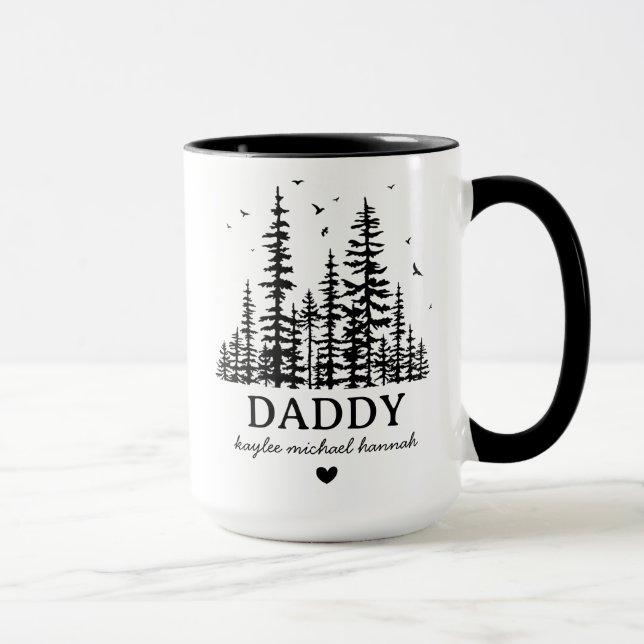 Custom Kids Names Father's Day Gift tree Daddy Dad Mug (Right)