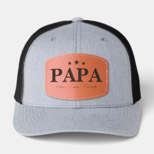 Custom Kids Names Leather Patch Papa Personalized Hat