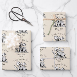 Custom Kids Names Some Bunny Loves You Cute Easter Wrapping Paper Sheets
